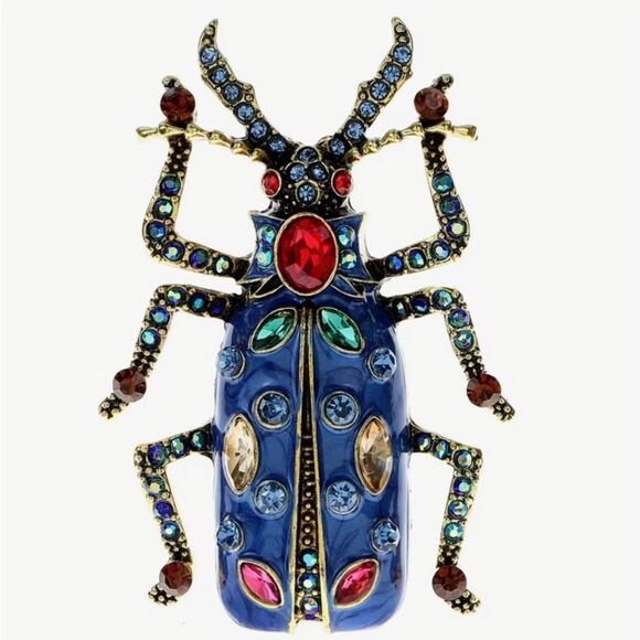 ♥️ Stunning & gorgeous multicolored crystal blue spider brooch ♥️ - Picture 3 of 3